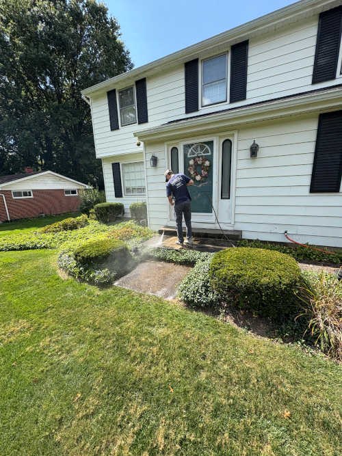 Walkway and stone pressure washing